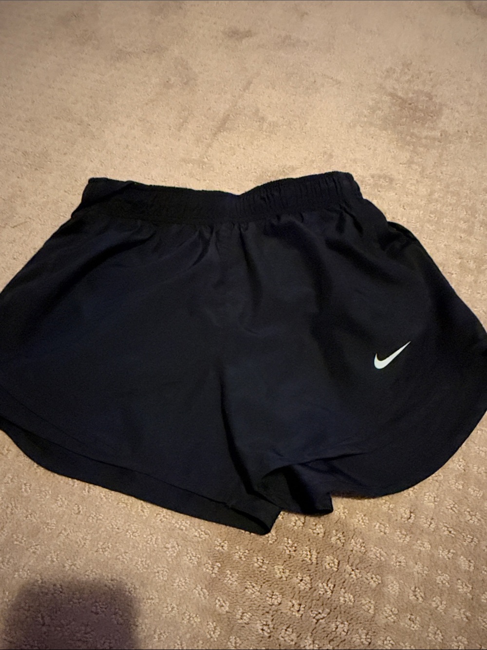 Nike Women's Black Athletic Running Shorts with White Swoosh